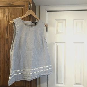 Banana Republic Blue & White Striped Tank Large